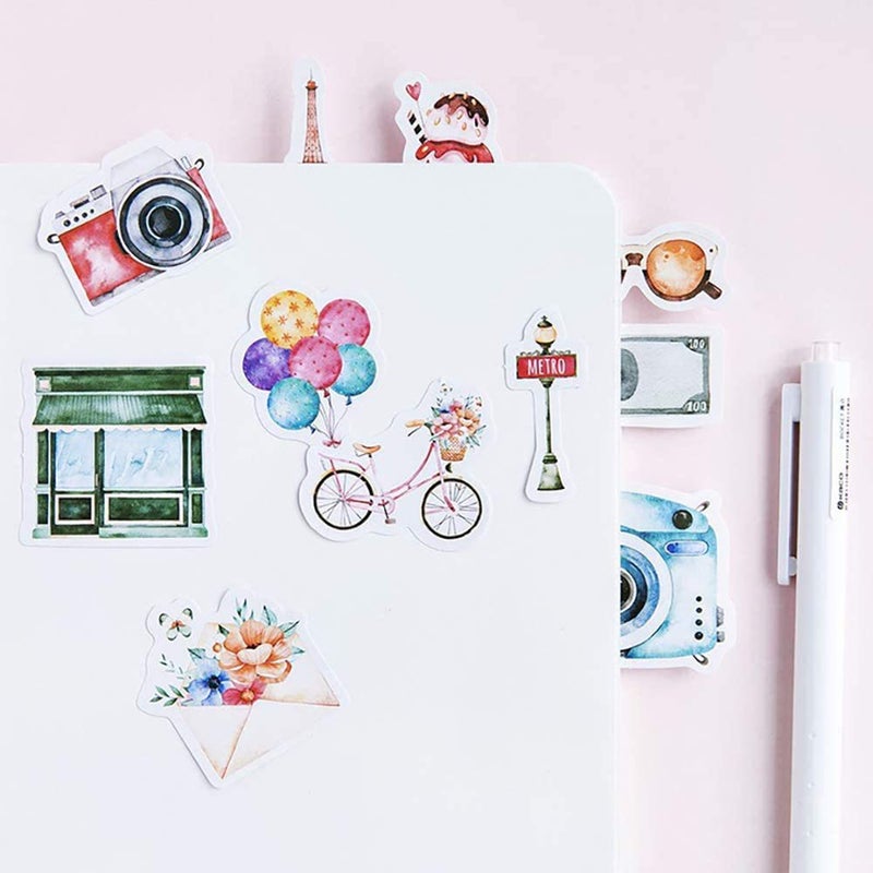Doraking Mini Size Scrapbook Stickers, 45pcs Doraking DIY Decoration Travel Stickers Life Set for Travel Case, Laptop, Planners, Calendars, Scrapbook, Suitcase, Notebooks, Dimension Less 44mm - Image 4